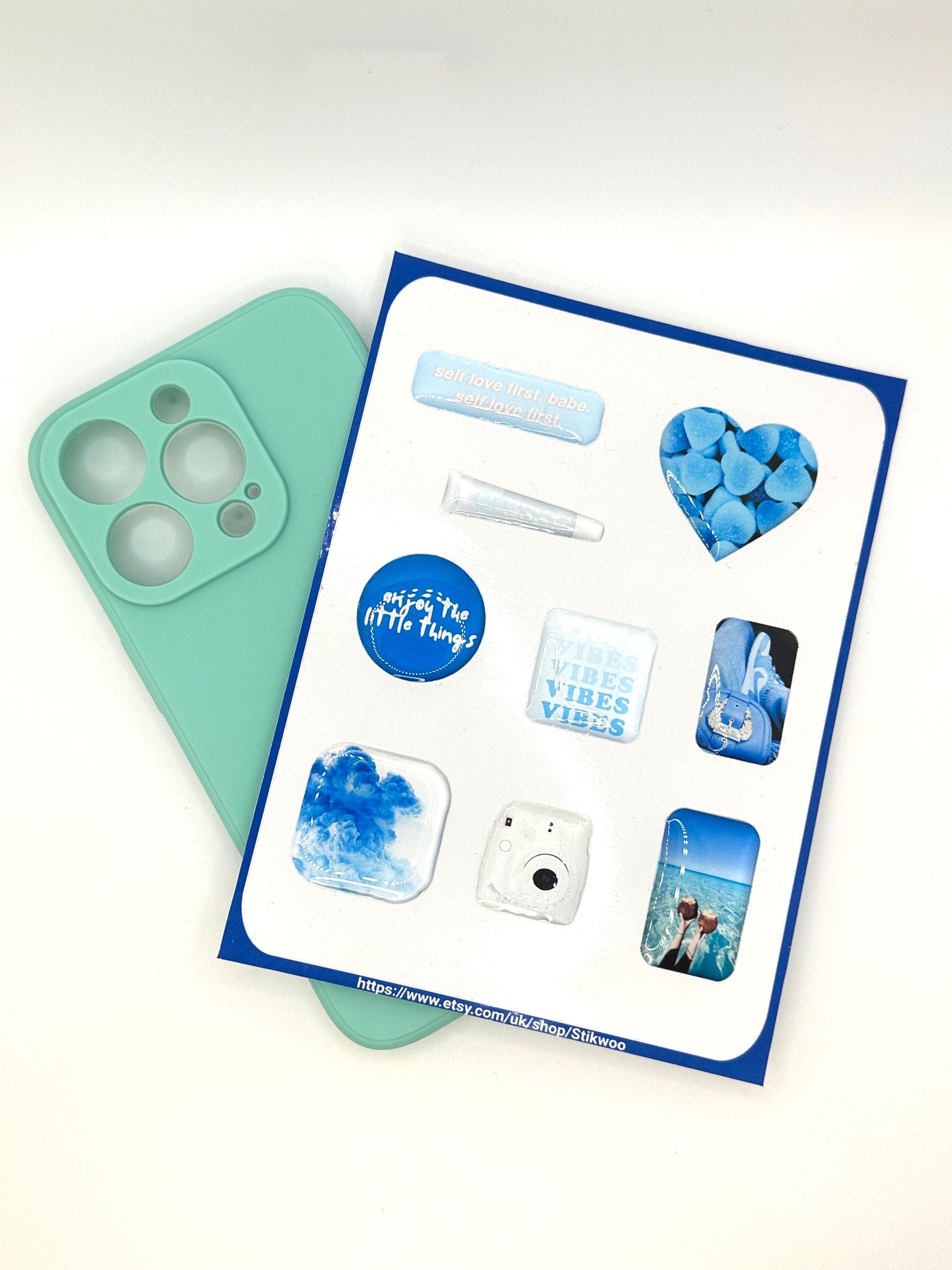 3D Sticker Sheet | Azure vibes edition | resin sticker set | motivational decals | journaling planner accesories | waterproof stickers